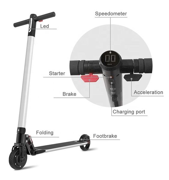 

dropship 6 inch 20 mph 36v light electric scooter 250w white, Silver;blue