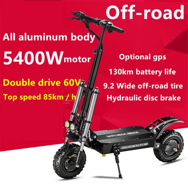Envio gratuito de 11 polegadas 6400W Scooter elétrico Adulto de alta velocidade fora de estrada Dupla Veículo Dobrável