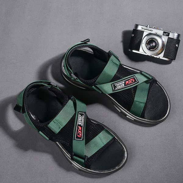 

popular 2020 men sandals hook & loop walking sandals for men black green beach shoes brand designer gladiator mens