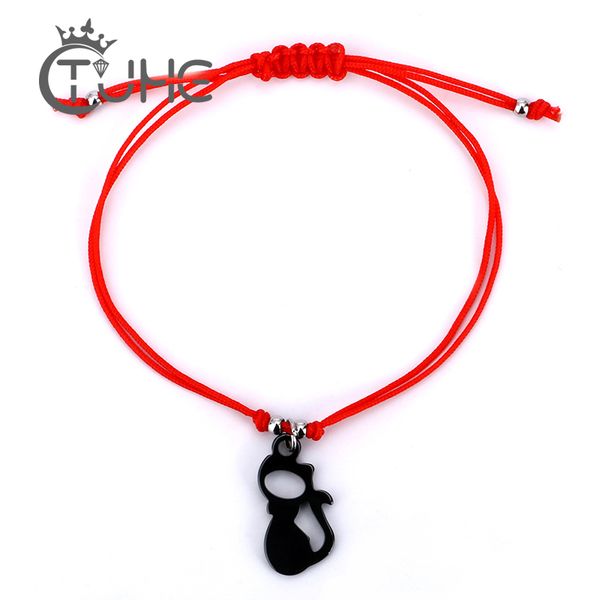 

fashion jewelry handmade ceramic lovely cat luck bead bracelet bangle woman cute red rope lucky bracelet jewelry vintage 2020, Golden;silver