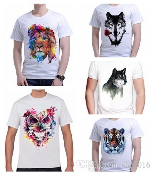 

mens t-shirt crew nrck short sleeve various beast animal print 3d print & tees polos casual male shirt size s-2xl, White;black