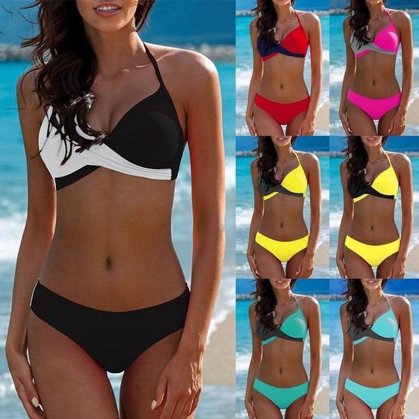 

bikinis 2020 mujer womens padded push up bra brazilian bikini set swimsuit bathing suit swimwear beachwear dropping biquini new, White;black