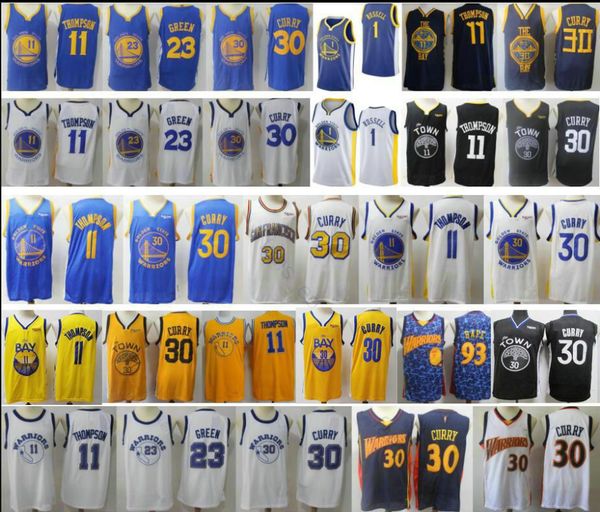 

ncaa university new shirt stephen 30 curry jersey klay 11 thompson 35 durant draymond 23 green d'angelo 1 russell basketball jerseys un, Black