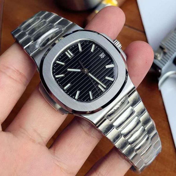 

2020 u1 factory high end crime automatic watch dropshipping 5711 silver band blue stainless steel crime machine watch perspective back, Slivery;brown