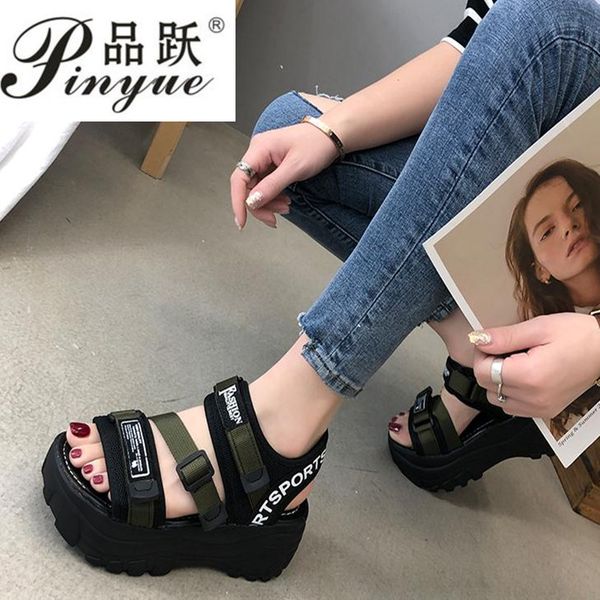 

женщины сандалии 2020 лето новое прибытие клинья обувь для женщин sandalias mujer гладиатор сандалии платформы, Black