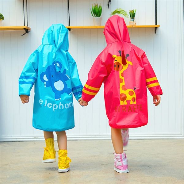 

children's raincoat boys and girls pupils cartoon kindergarten cloak hat baby cute waterproof poncho big hat brim no odor