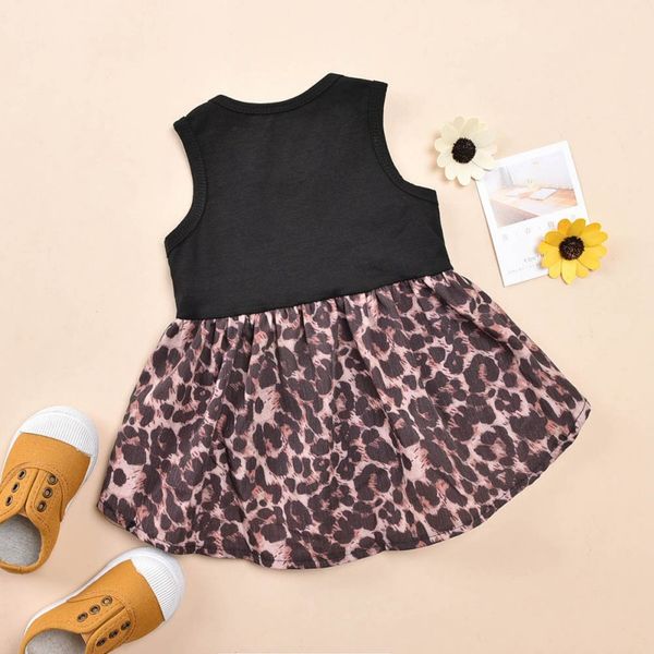 

лето детские платья для девочек вскользь лоскутное платье ребёнков леопардовый рукавов дети romper платье повязка outfit set, Red;yellow