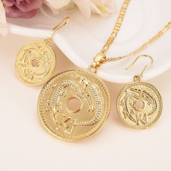 

fine gold filled k1 coin souvenir pendant necklaces earrings women,papua new guinea jewellery png style gifts characteristic, Silver