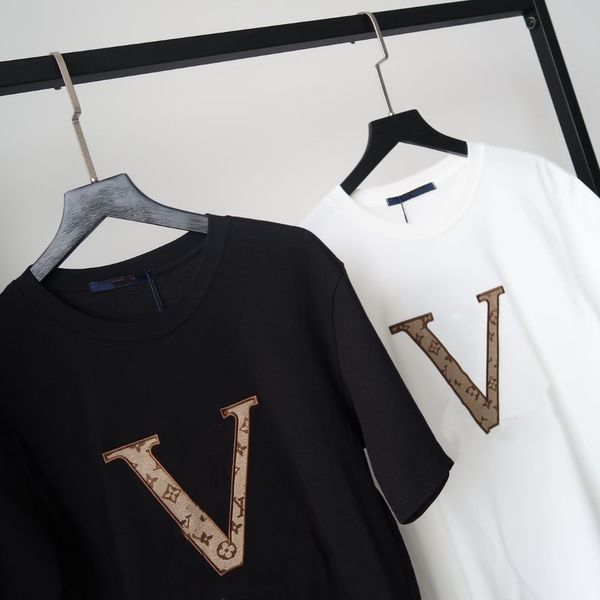 

embroidered sequin design mens t shirt womens 2020 summer short sleeve new fashion casual letter lady printed hip hop tees, White