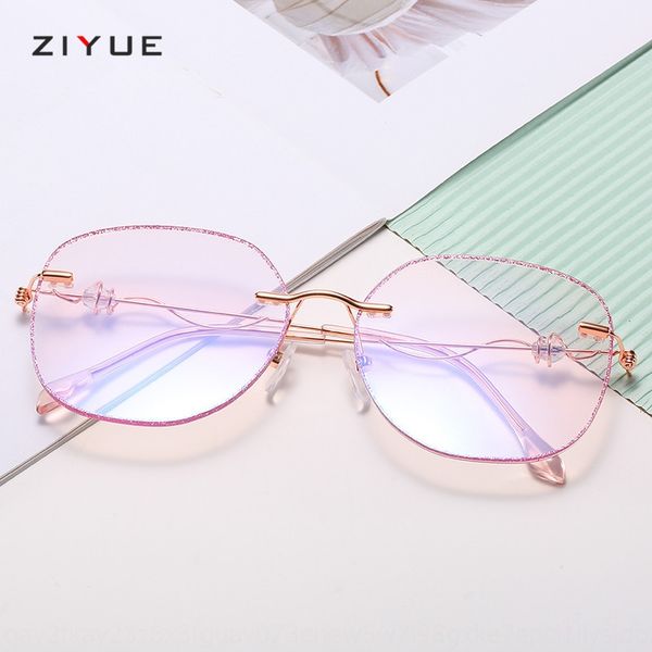 

style frameless cutting border blue light plain pearl female d square glasses frame pearl edge diamond glasses frame, Silver