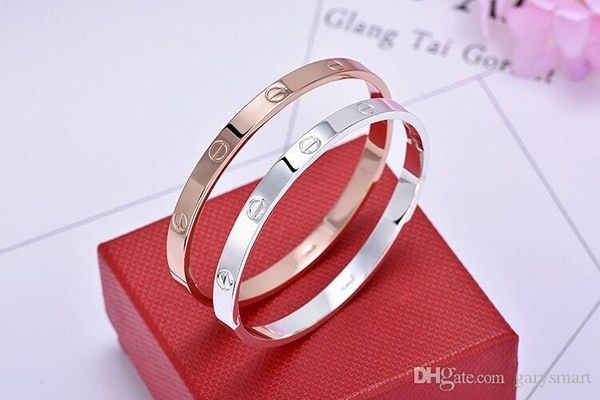 

titanium steel ag 925 love bracelets silver rose gold bangles women men screw screwdriver bracelet couple jewelry with original box, Golden;silver