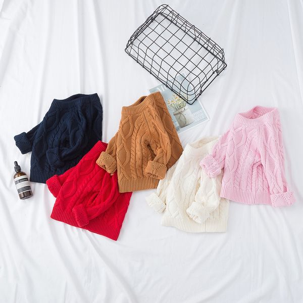 

tc6st autumn new solid color pullover pullover clothing children's sweater round neck children's wear long sleeve sweater versatil, Blue