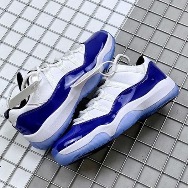 

new 11 low wmns concord white blue sport shoes ah7860-100 true carbon fiber men women basketball shoes with box us 5 ~12