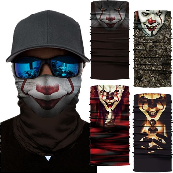 

kwswe clown returning soul 3d digital printing riding mask outdoor magic face towel multi-functional neck cover sun protection scarf magic s, Black