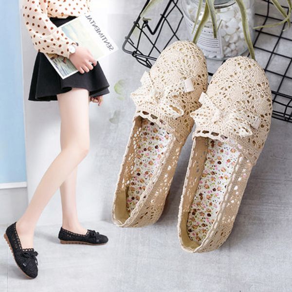 

2020 summer mesh shoes breathable mesh surface pregnant women shallow mouth soft bottom peas shoes flat bottom women, Black