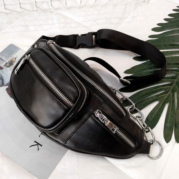 

leather waist bag crossbody bags with belt fashion high-capacity shoulder chest bag black decoration fanny pack#h15