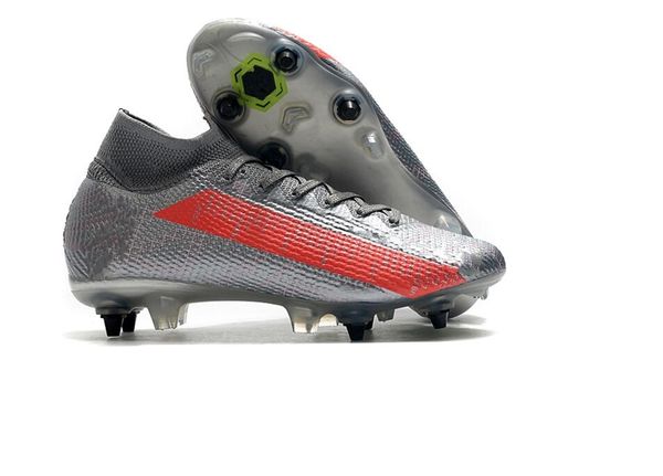 

2020 new electroplating knitted technology waterproof grey red leather outdoor shoes vapor 13 elite fg 39-45