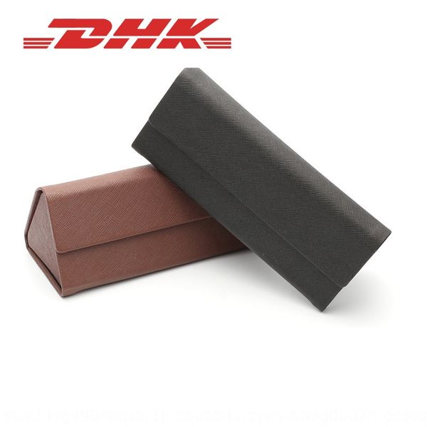 

new high-grade pu handmade men's and women's sun case case glasses box convenient folding glasses box 1l, Blue