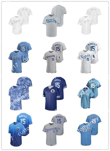 

men women youth kansas city royals 15 whit merrifield #00 player custom jerseys baseball jersey, Blue;black