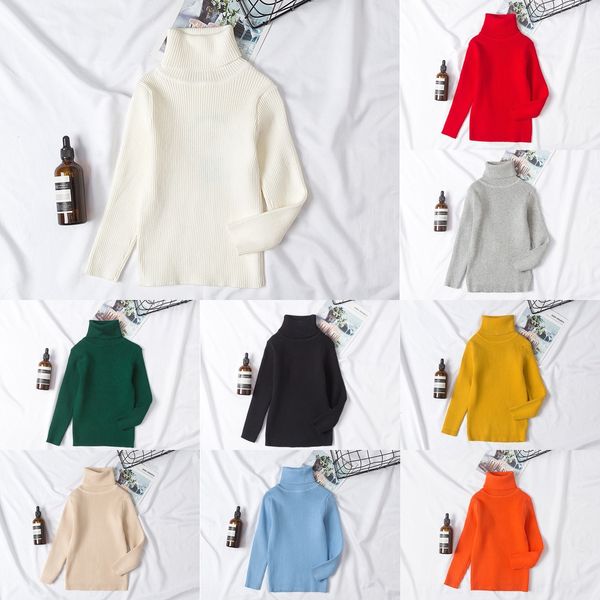 

h2wwk мода корейской конфеты стиль свитер чистого цвета осень и зима вскользь трикотажной водолазка хлопок конфеты цвета базовых детских с, Blue