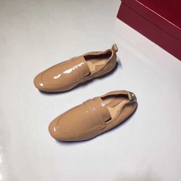 

leather women's shoes genuine patent leather loafers office comfortable slip-on flats spring/autumn casual solid women's flats, Black