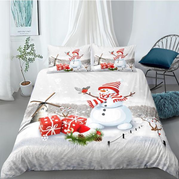 

fanaijia christmas bedding sets kids duvet cover and pillowcase cartoon christmas snowman comforter set children gift