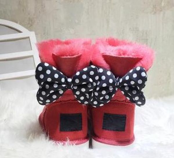 

2020 classic design short baby boy girl women kids bow-tie snow boots fur integrated keep warm boots eur szie 25-44 ing, Black