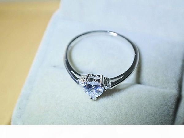 

f promotion !!! оптовая real 925 серебряное сердце обручальное кольцо fine jewelry инкрустация сердца cz diamant обручальных колец для женщи, Slivery;golden