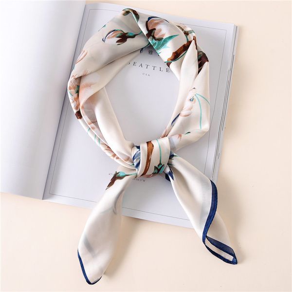 

silk scarf women 70*70cm new print fashion scarves small squares head scarf women shawl bag spring decorative scarves women designer scarfs, Blue;gray