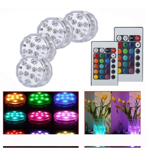 

Led RGB Submersible Lamp IP65 Battery Operated light Multicolor Changing Underwater Pool Lights with Remote Control for Wedding Party
