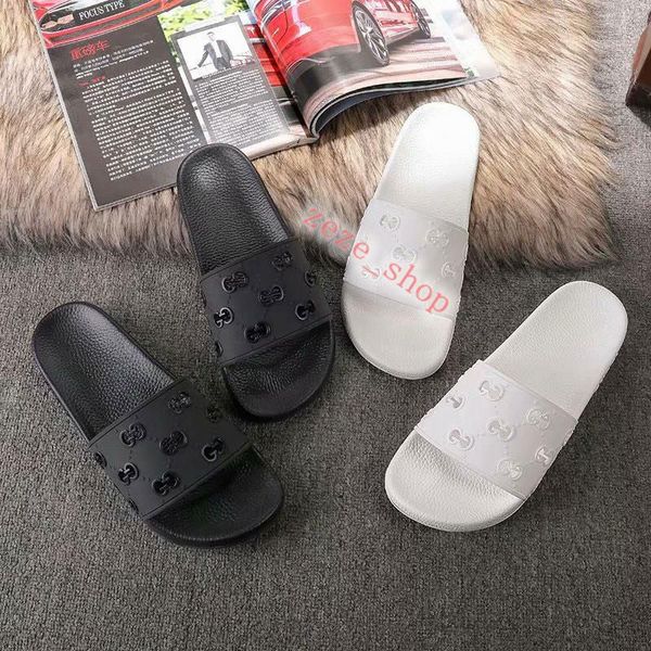 

2020 men women slide sandals shoes lusso slide summer fashion wide flat slippery with thick sandals slipper flip flops, Black;red