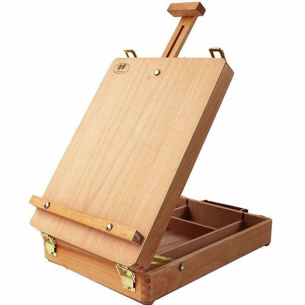 

art artist adjust desk box table easel stand w/display painting,natural wood