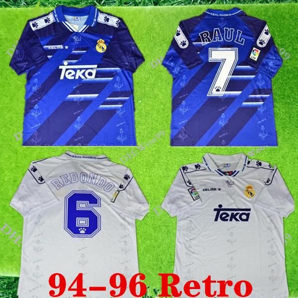 

real madrid 1994-1996 raul retro soccer jersey zamorano football shirt 95 96 real madrid redondo shirts vintage camiseta de fÃºtbol, Black;yellow