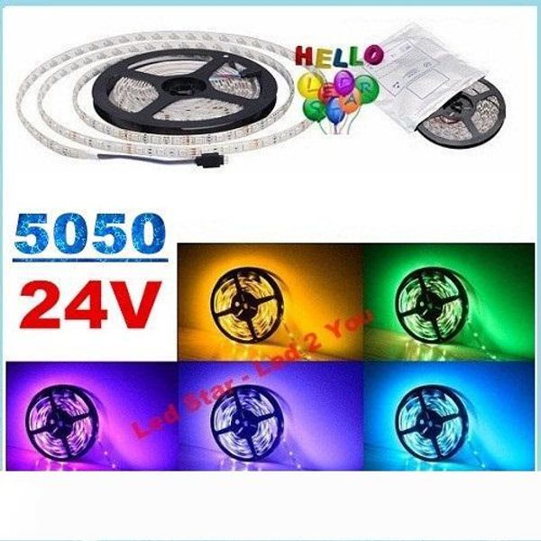 

24v led strips light flexible tape lights 60leds m 5m 300leds smd 5050 rgb led rope lights 5m reel waterproof