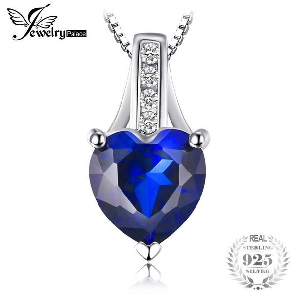 

jewelrypalace fashion 1.73 ct created blue sapphire heart pendant 925 sterling silver fine jewelry for woman not include a chain