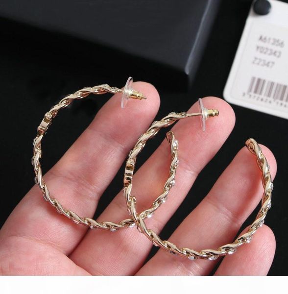 

fashion brand have stamps crystal hoop earrings aretes for lady women party wedding lovers gift engagement jewelry with box chb0419, Golden;silver