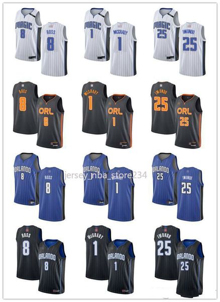 

mens womens youth orlando magic 8 terrence ross 1 tracy mcgrady 25 wes iwundu blue white custom basketball jerseys, Black;red
