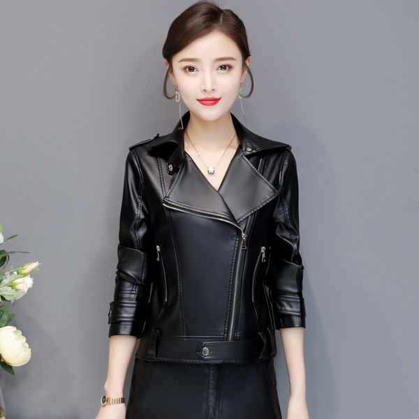

plus size 4xl women's leather jacket 2020 new female motorcycle leather jackets women coat outerwear black