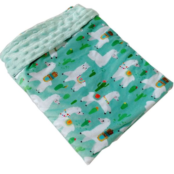 

2 layers 3d cartoon alpaca coral fleece soft thermal toddler child winter baby blanket kids back seat cover baby quilt 090a