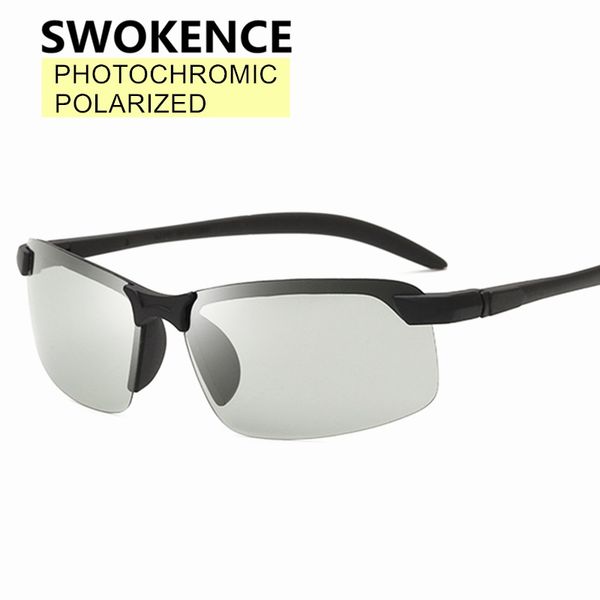 

swokence gray pchromic polarized sunglasses women men classic chameleon lenses driving sun glasses fishing spectacles sc62, White;black