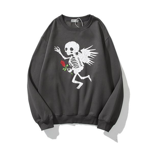 

high street crew neck hoodies men and women oversize fleece sweatshirt loose hoody, Black