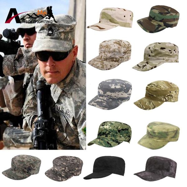 

outdoor hats army hat cadet cap fitted baseball caps adjustable camouflage sun sports camping style, Black;white
