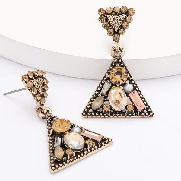 

creative simple style multi-layer triangular alloy diamond acrylic geometric earrings female temperament earring earring, Golden