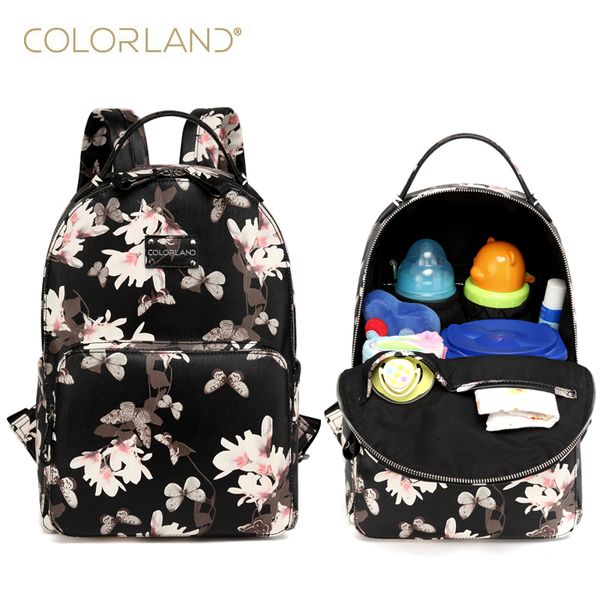 

Colorland PU Leather baby Nappy Diaper Bag backpack + Changing Pad + Wet Bag
