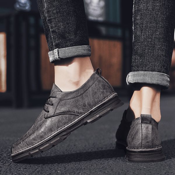 

leather couro cuero masculino de sneakers outdoor for comfortable boots para brown hombre moccasins flat mens casual designer, Black