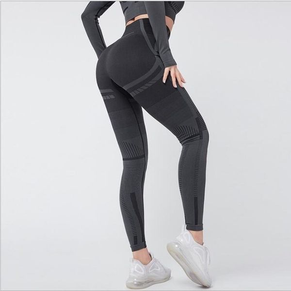 

women seamless leggings push up fashion pants high waist workout jogging athleisure training ankle-length leggings, Black
