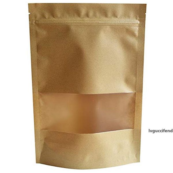 

20pcs nut diy home candy gift wedding paper bag stand up storage with transparent window snack safe