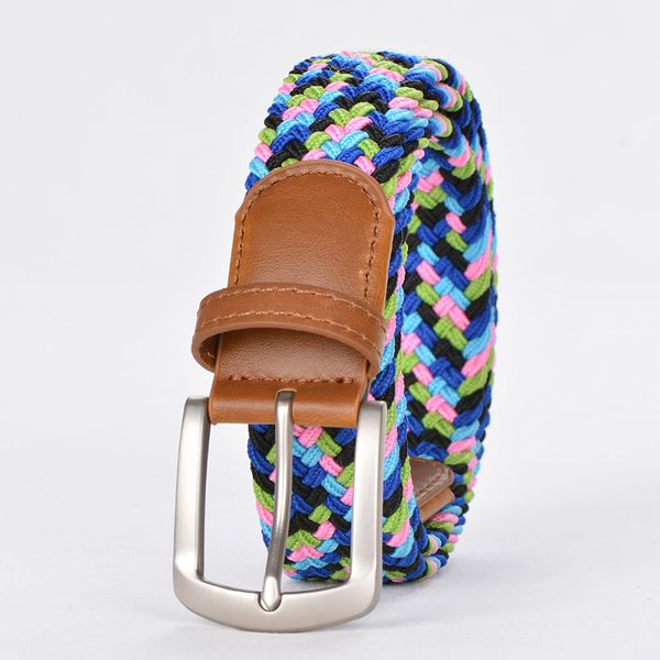 

belt elastic for men golf leather belt male stretch cross buckle casual man waistband of four color elastic mixed braided, Black;brown