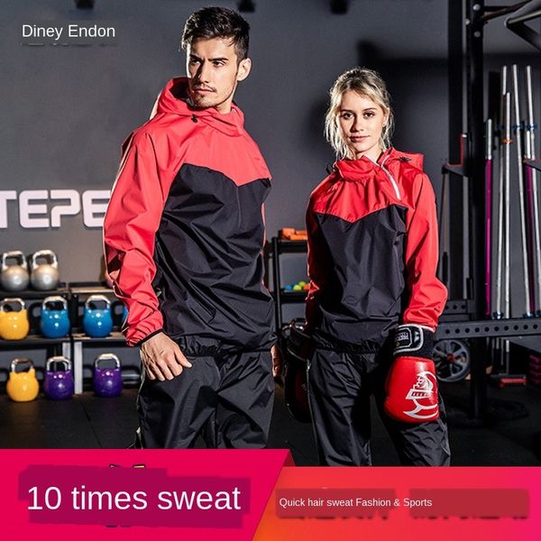 

5l9f5 suit sports sports pants suit fat couple fat-burning sweatpants sweat-blowing fitness clothes sweat-sweating running controlloss yoga, Black