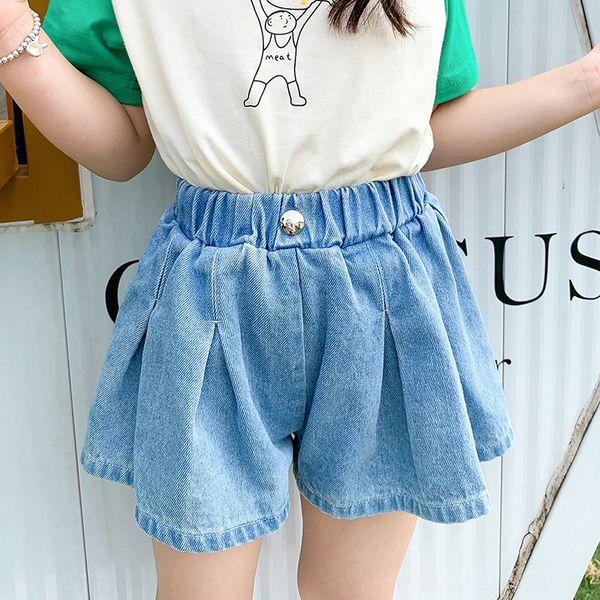 

okj7w children's pants 2020 beach crawler panty new high-waisted denim shorts korean style children's cotton shorts loose beach pa, Blue